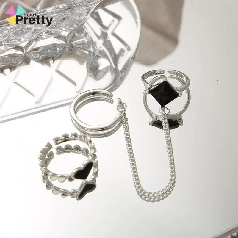 3PCS Cincin RetroDesain Ceruk  Temperamen Mewah  Buka Dapat Disesuaikan  Cincin Jari Telunjuk - PD