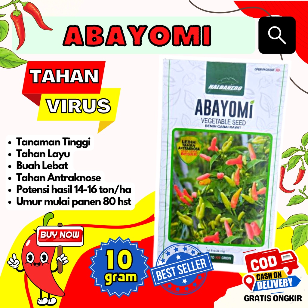 Benih Cabai Rawit Abayomi 10 Gram Halbanero Chili Seed Favorit Petani - Benih Cabe Rawit Lokal Benih