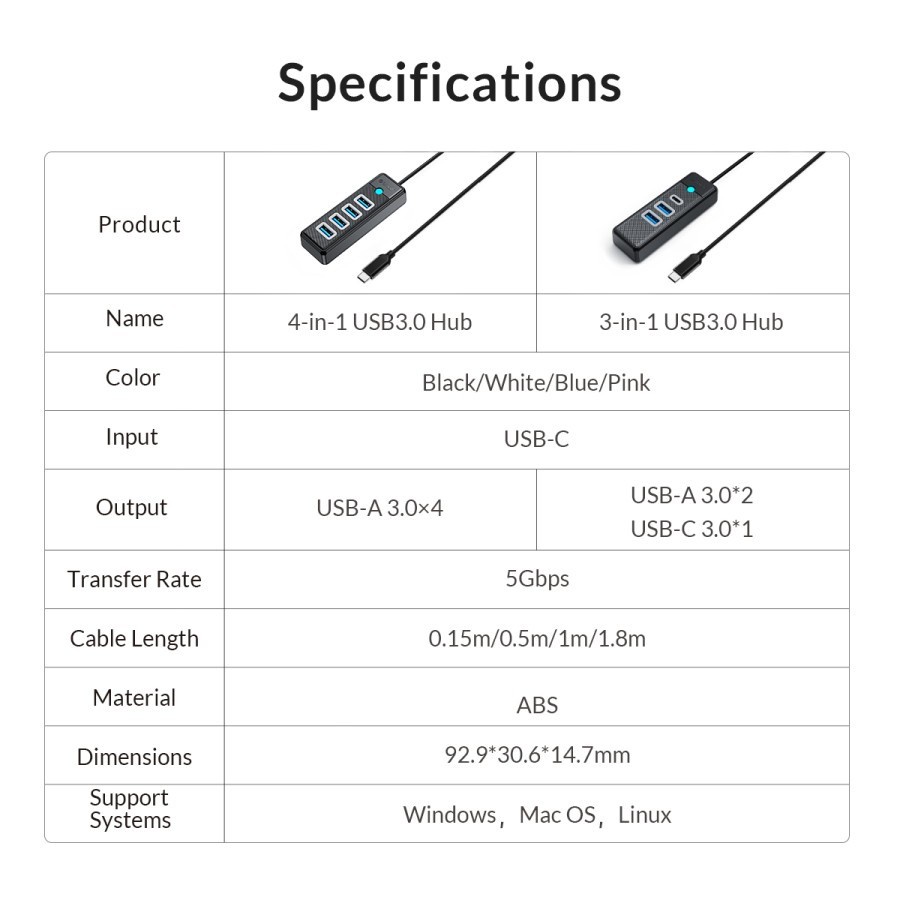 Orico PWC2U-C3 USB HUB 3Port