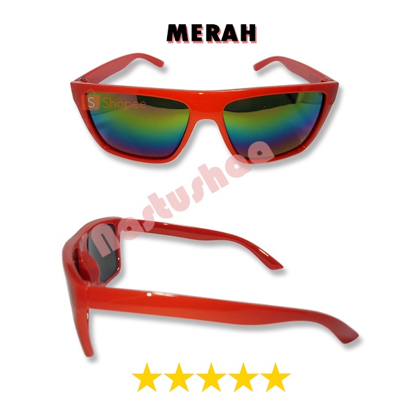 Kacamata Hitam Bingkai Kotak Anak Laki Laki Perempuan Korea Murah Lucu Lensa Rainbow Sunglasses Unisex FREECASE