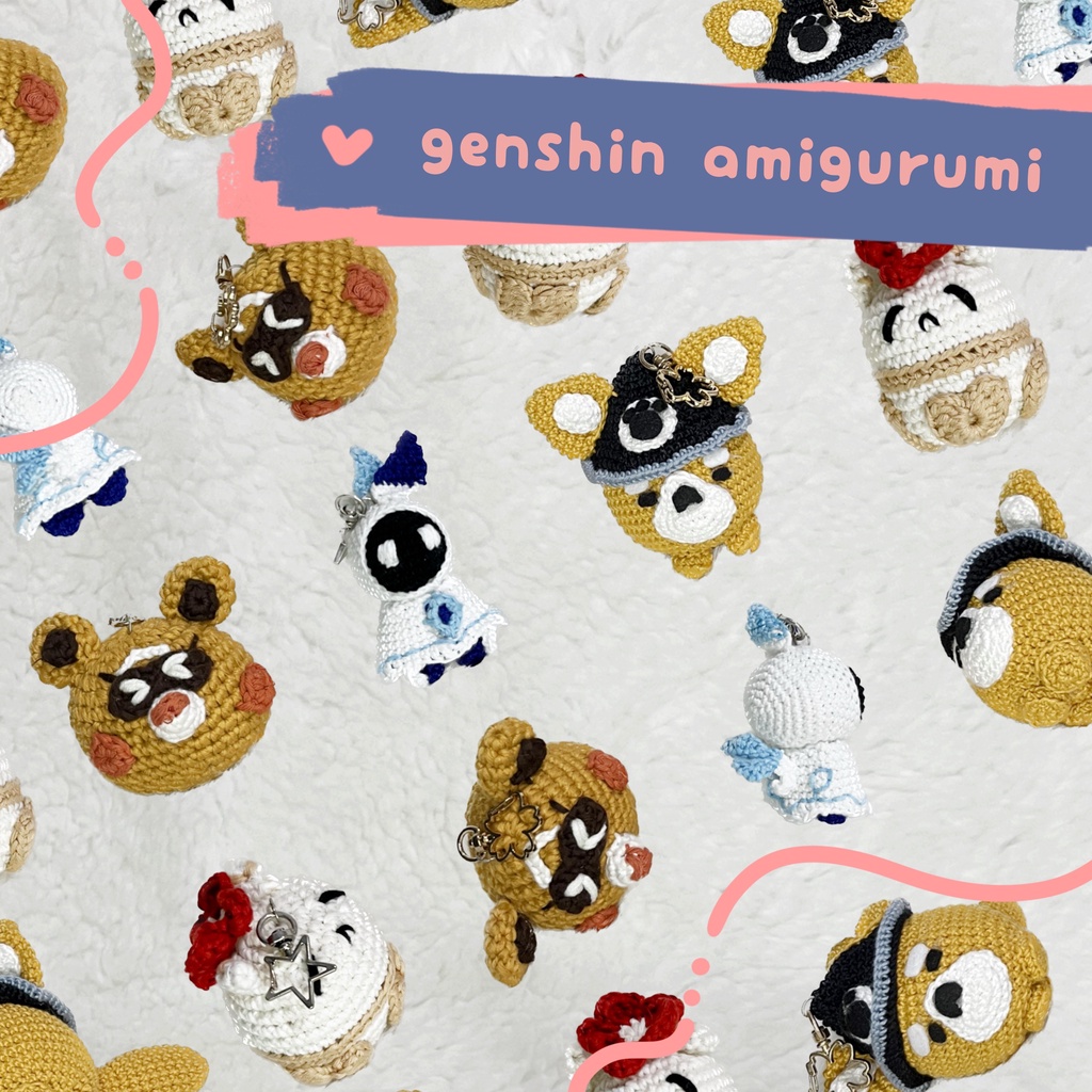 Genshin Amigurumi keychain ( Klee, Venti, Gorou, Guoba )