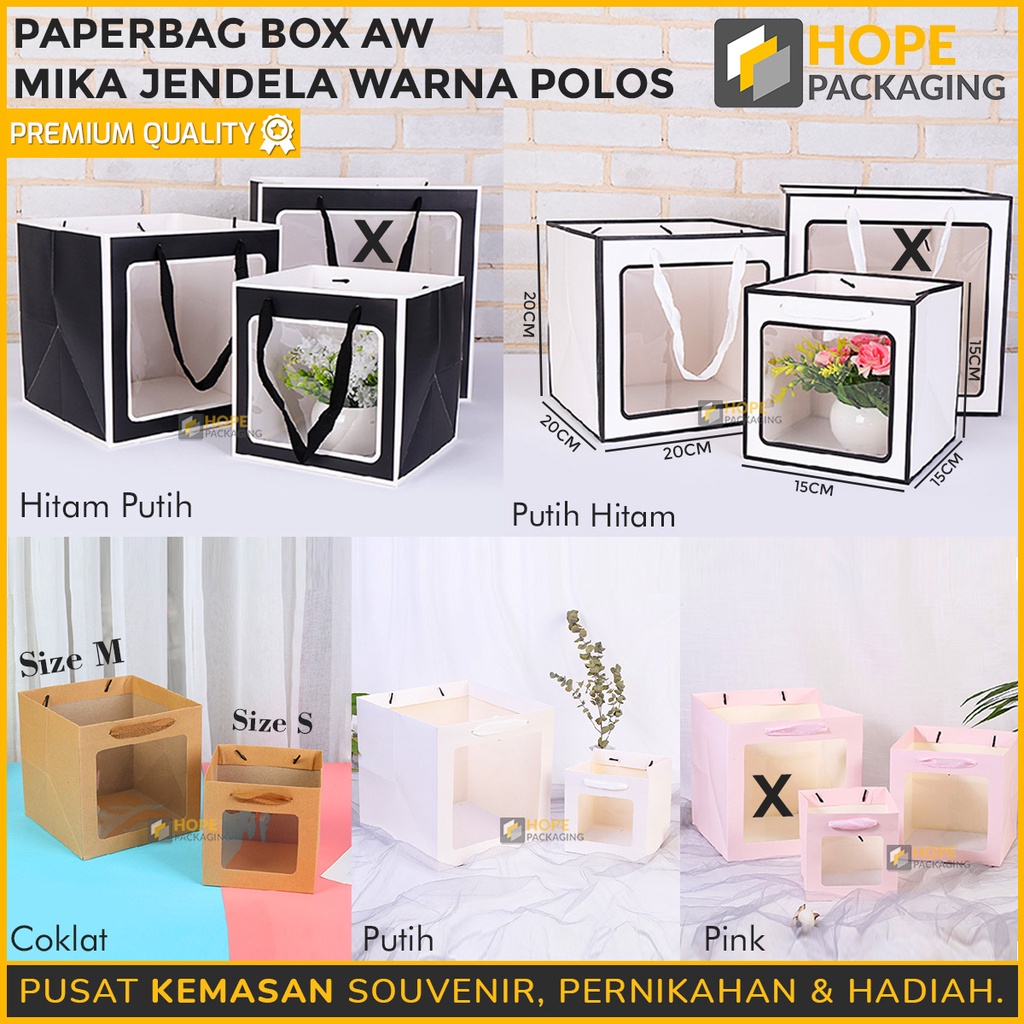

Paper Bag Box Aw Mika Jendela Size : 15x15x15 cm / Goodie Bag Square / Goodie Bag Hampers / Tas Hampers / Flower Bag / Paper Box Bucket Flower / Tas Souvenir