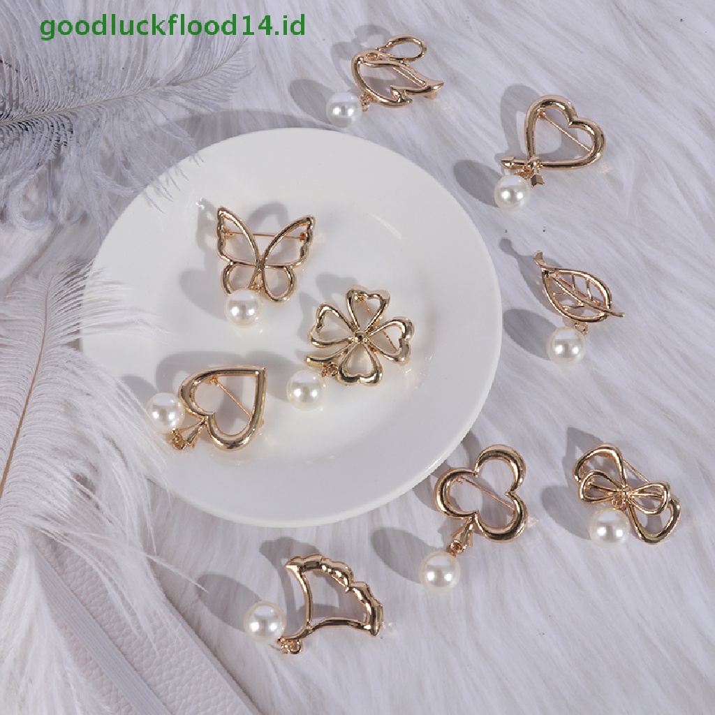 [GOOGFOUR] Fashion Mutiara Lucu Bros pin Pesona Sweater Cardigan Klip Rantai Bros Perhiasan [TOP]