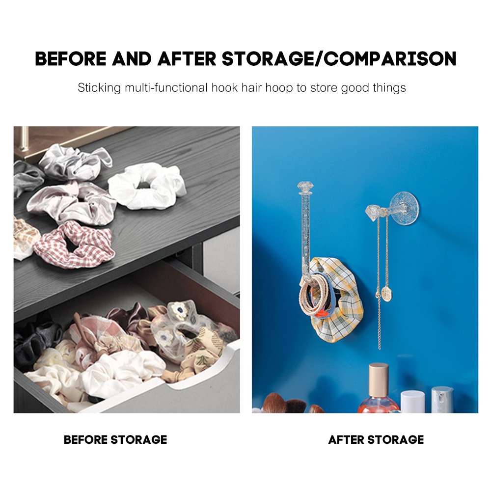 [Harga Grosir] Premium Display Perhiasan Gantung Kait Tahan Air Punch Free Hook Untuk Hair Hoop Shiny Hair Band Storage Rack Berbentuk L Self-adhesive Organizer Hook Untuk Cincin Rambut