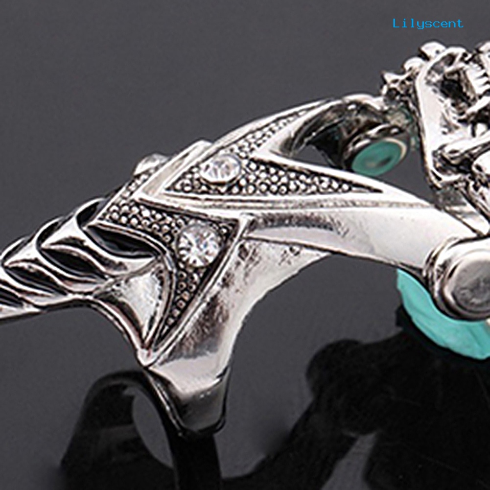 [LS] Fashion Pria Gothic Punk 2steps Skull Joint Knight Finger Cincin Baja Titanium