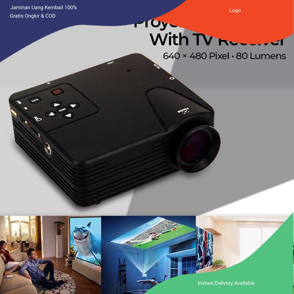 Proyektor Mini LED 640 x 480 Pixel 80 Lumens with TV Receiver - H100