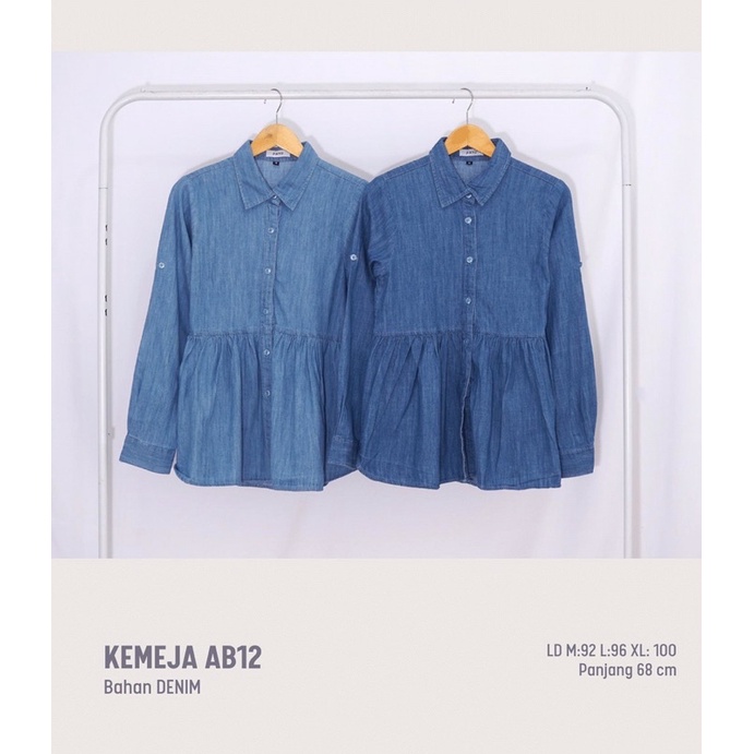 DENIM BLOUSE BAJU DENIM WANITA ATASAN DENIM ATASAN PEPLUM BAJU WANITA BAJU JEANS
