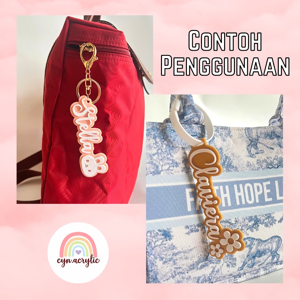 BAG TAG/KEYCHAIN AKRILIK CUSTOM LUCU MEWAH BAGUS KADO ANAK