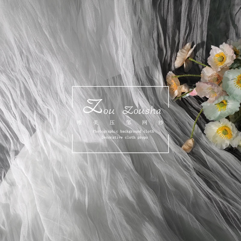 MoonLand Kain Tulle Kain Kerut Latar Belakang Dekorasi backdrop Polos Kain Background Photoshoot Studio KB6284