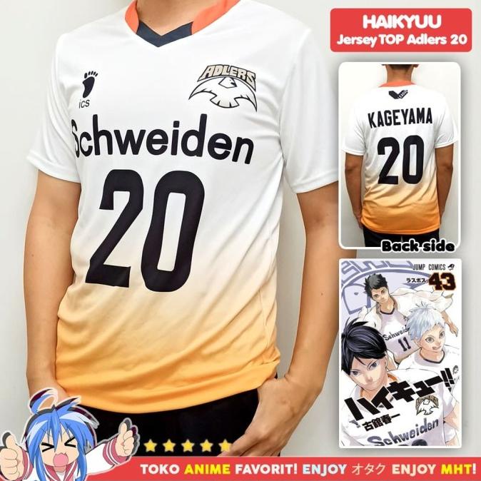 Kostum Anime Cosplay Haikyuu Kaos Atasan Jersey Schweiden Adlers