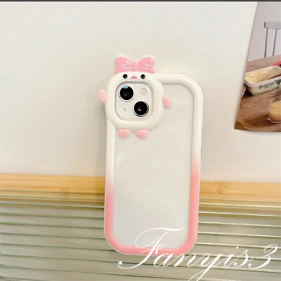 Compatible For iPhone 14 13 12 11 Pro Max X XR Xs Max 8 7 6 6s Plus SE 2020 Kompatibel Untuk Simple Bening Pink Ungu Monster Kecil Lensa Ponsel Case TPU Soft Cover