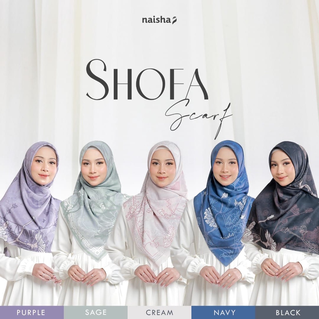 Naisha - Shofa Scarf - Kerudung Segitiga - Kerudung Kekinian - Scarf Premium - Scarf Syari - Hijab M