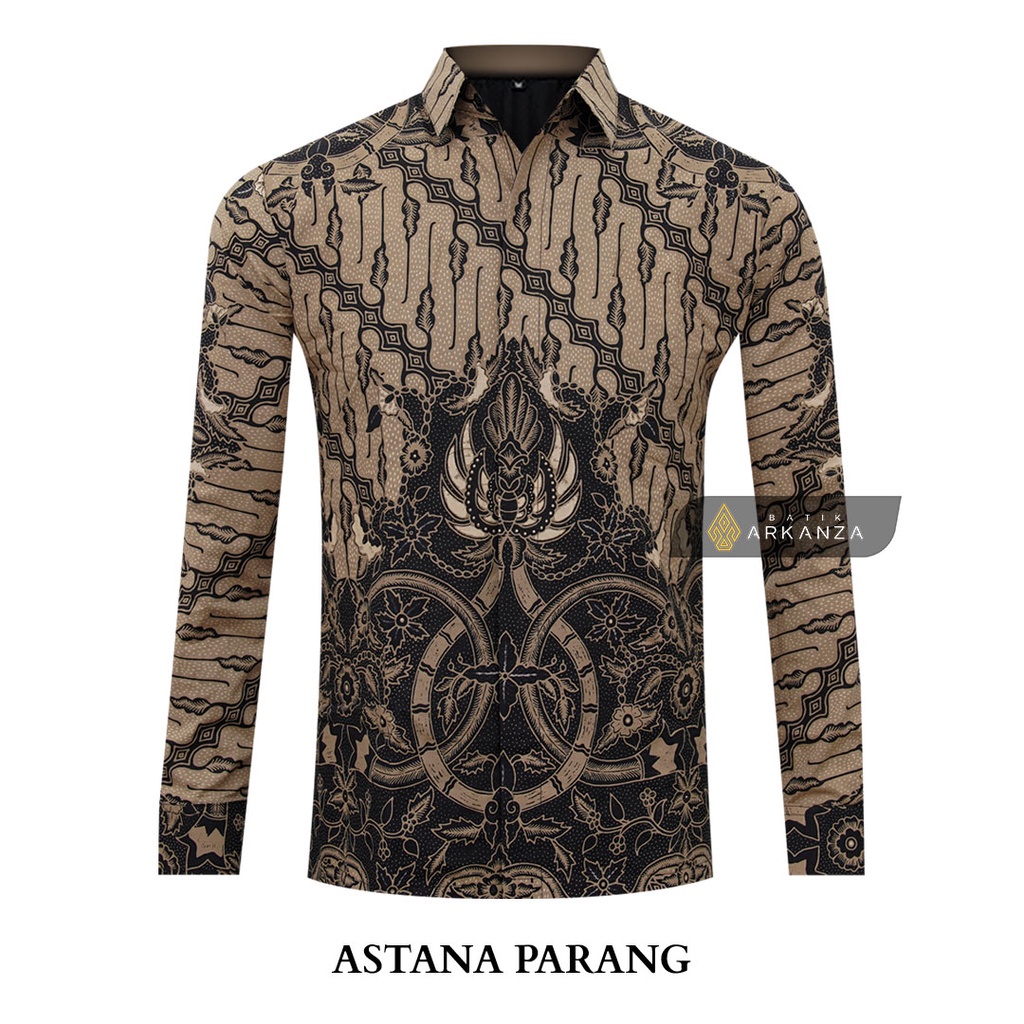 BATIK ARKANZA Motif ASTANAPARANG Hem Atasan Kemeja Baju Batik Pria Cowok Laki Laki Slimfit Full Lapis Furing Lengan Panjang Lengan Pendek Original Asli Gudang Batik Arkanza