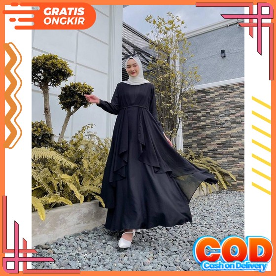 Helfara Set Maxy Bo Bahan Syakila Mix Ceruty Dapat Gamis / Dress Wanita Dewasa ( Tidak Termasuk Khim