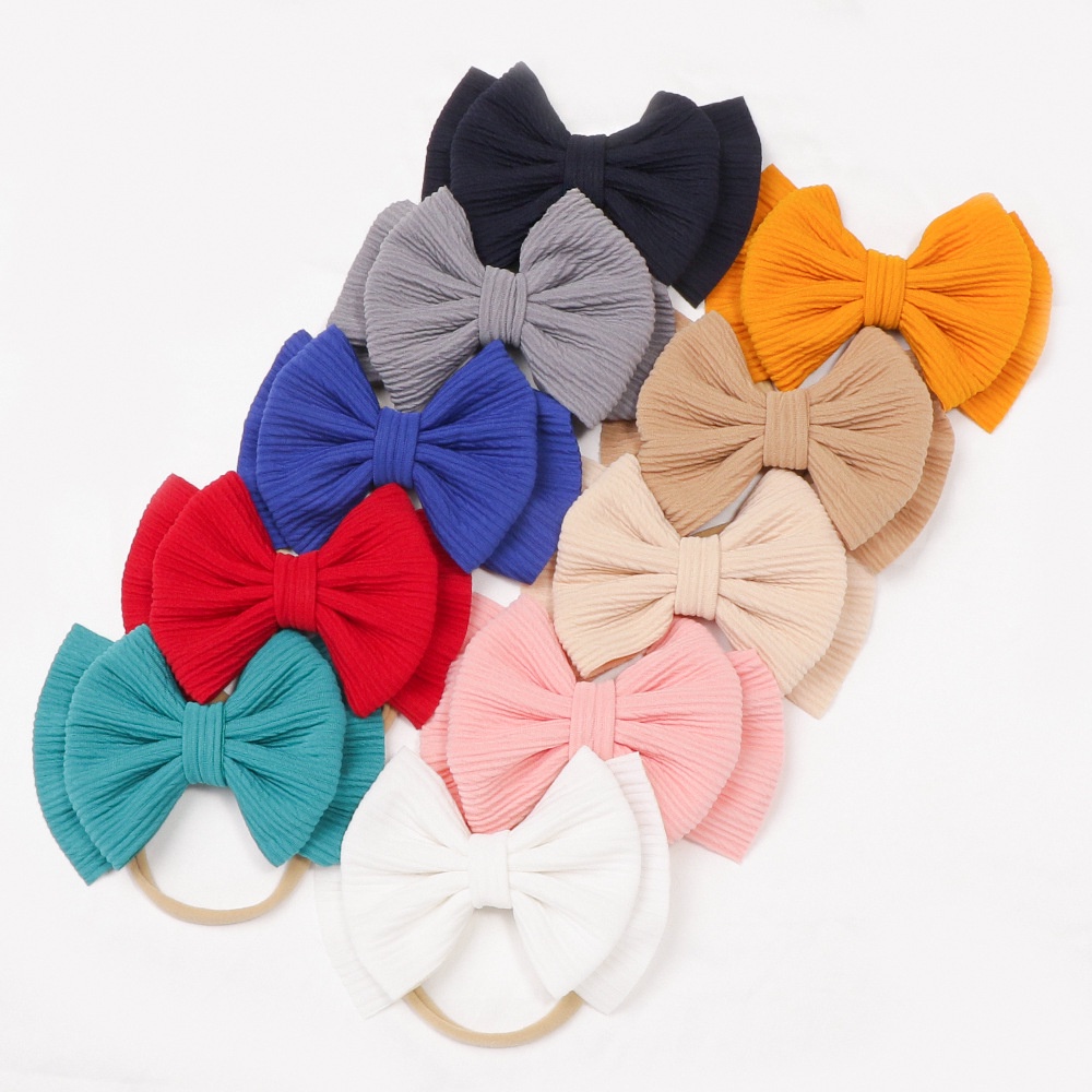 PREMIUM BABY TODDLER BIG BOW RIBBON CUTE SOFT NON-TRACE HEADBAND HAIRBAND BENDO BANDO BANDANA PITA BESAR ANAK BALITA BAYI COTTON NYLON LINEN LACE EMBROIDERY AKSESORIS KARET RAMBUT WARNA SOLID POLOS PASTEL LEMBUT