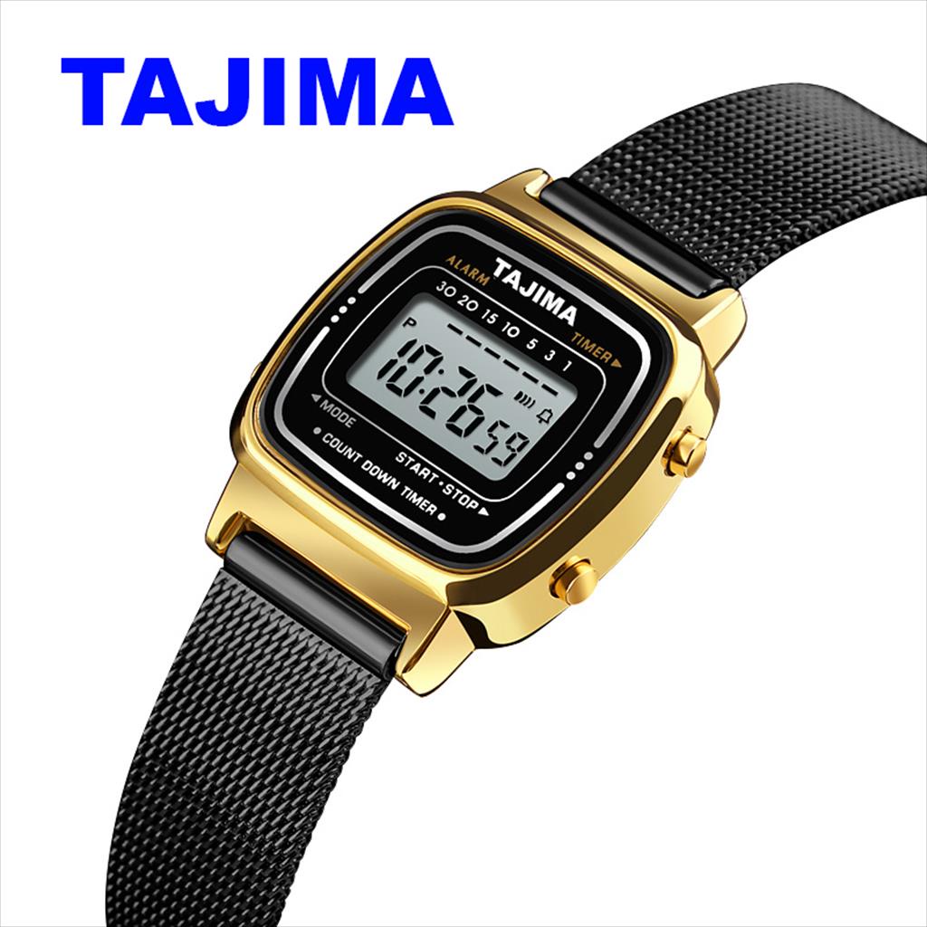 TAJIMA Jam Tangan Wanita Digital Tali Stainless Mesh 9858 Original Garansi 1 tahun + Free BOX