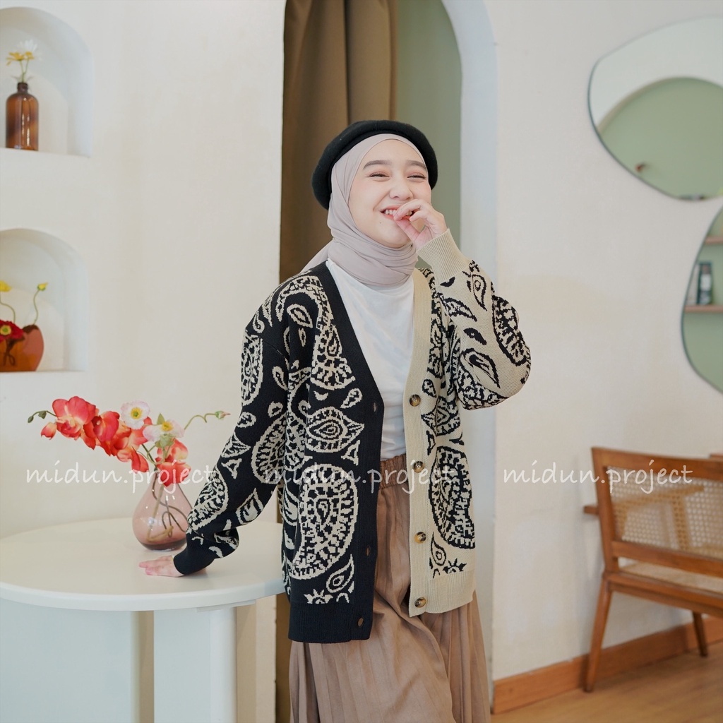 HANNA TWOTONE CARDY | CARDIGAN MOTIF BATIK