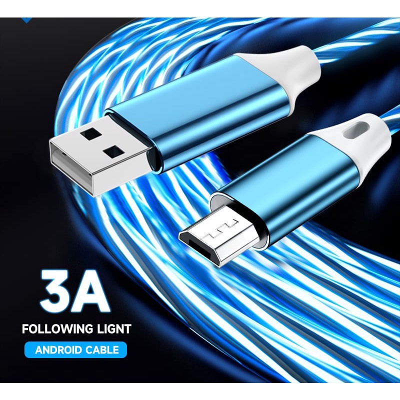 Kabel data charging LED USB mirco , tipe c dan kompatibel for iPhone