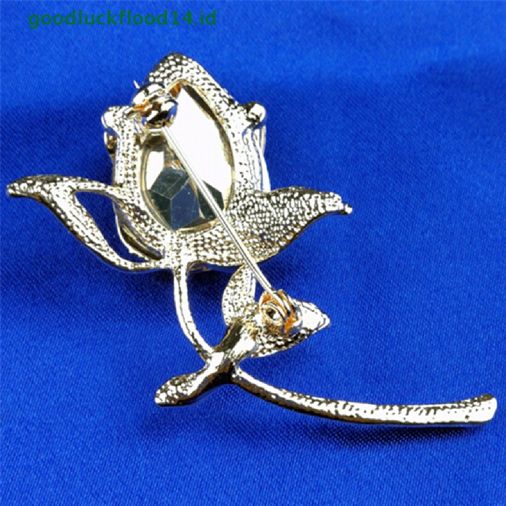 [GOOGFOUR] Fashion Bros Perhiasan Kristal Berlian Imitasi Mawar Bros Pin Elegent Hadiah Pernikahan [TOP]