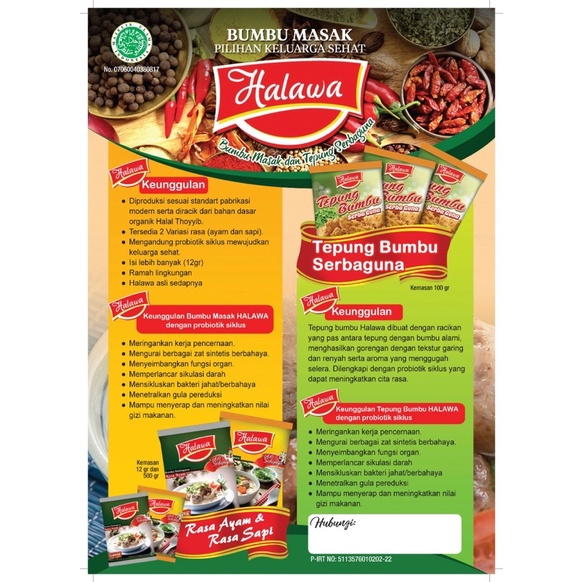 

Tepung Bumbu Halawa Perbungkus 100 gr