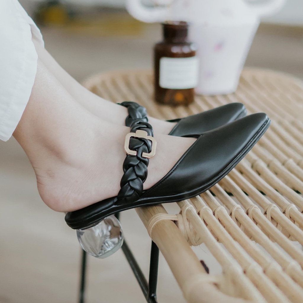 Dianable - Jolie Heels Mules Shoes (Black - Nude)