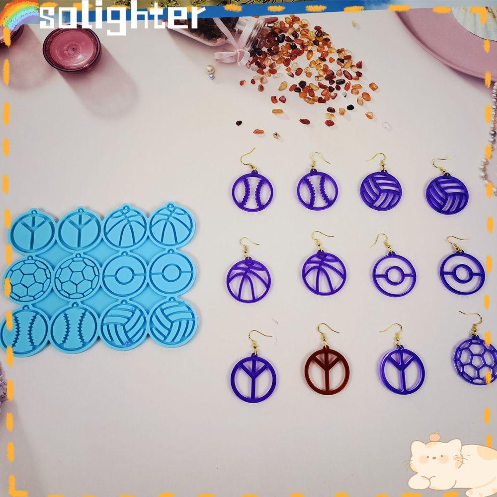 Solighter Anting Cetakan Silikon Geometris DIY Epoxy Liontin Membuat Perhiasan Alat Ear Studs