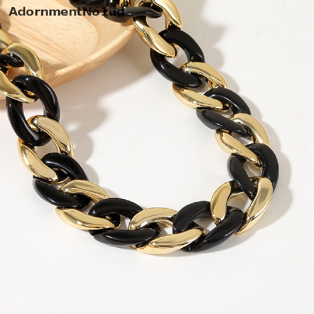 [AdornmentNo1] Akrilik Besar Chunky Tebal Choker Kalung Resin Kalung Perhiasan Retro Gaya Hip Hop Warna Tidak Luntur Resin Akrilik Kalung Ins Style Y2K Necklace [ID]