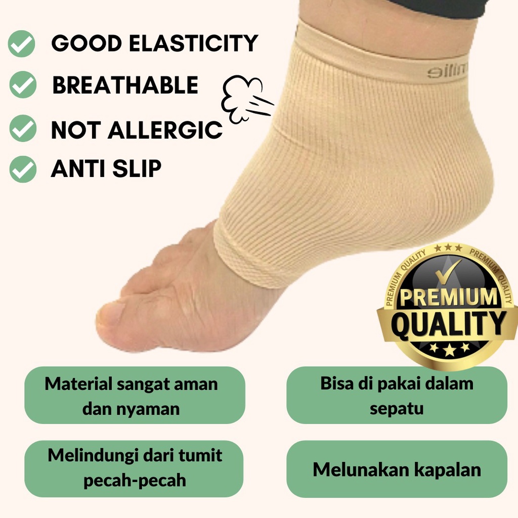 Germanium Ge Gel Socks Kaus Kaos Kaki Pelindung Tumit Bahan Gel Cegah Kulit Kaki Pecah, melembabkan kulit tumit mulus - BTG Heel Protector