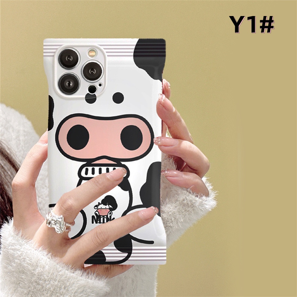 IPHONE Casing Sapi Permen Kompatibel Untuk Iphone14 14Pro 11 13 12 Pro MAX iPhone7 8plus 6s Plus XR 14Plus XS MAX Permen Hitam Dan Putih Susu Rrint TPU Soft Phone Cover