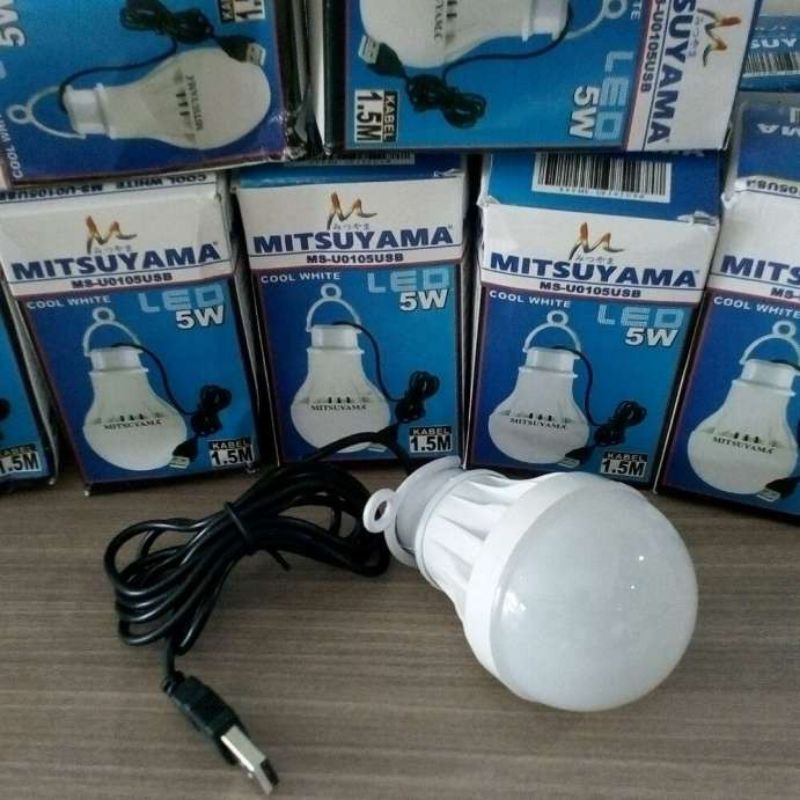 Lampu LED emergency Mitsuyama 5 watt Bohlam kabel USB