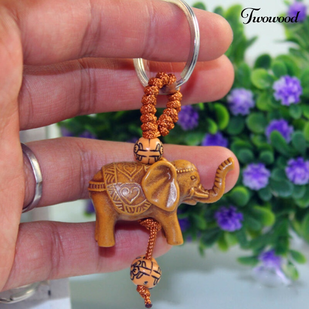 Twowood Lucky Elephant Resin Pendant Keychain Gantungan Kunci Mobil Tempat Tas Dompet Dekorasi Hadiah