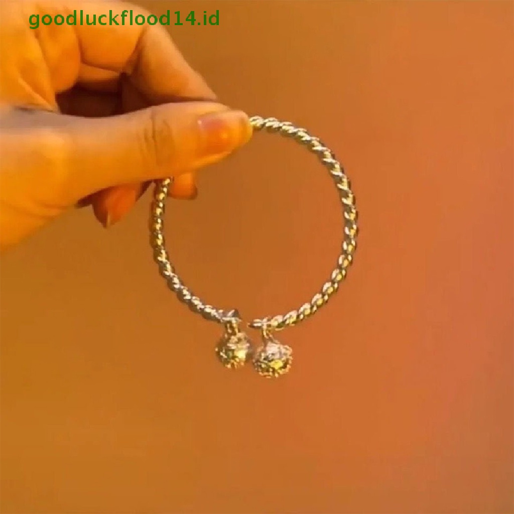 [GOOGFOUR] Istana Cantik Bell Cuff Bangle Bracelets Jingle Ring Bell Bangle Memutar Garis Double Bell Cuff Bangle Fashion Pesta Perhiasan Pasangan Hadiah Natal [TOP]