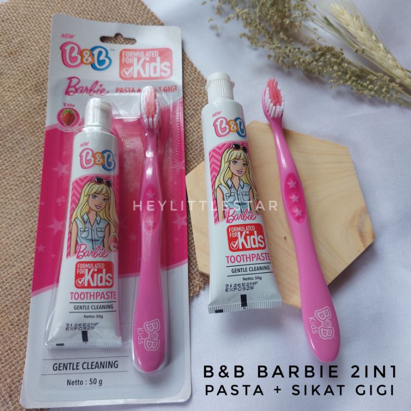 Jual B&B Pasta Gigi Dan Sikat Gigi Anak Barbie 2in1 B & B Kids ...