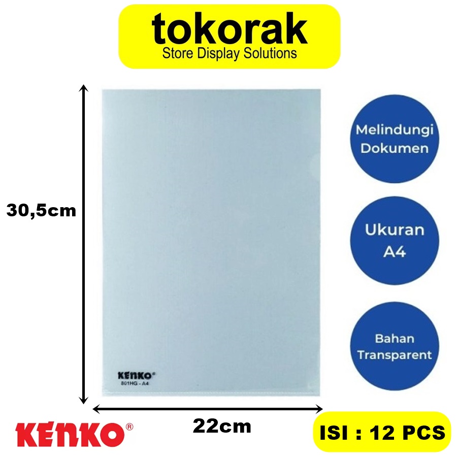 MAP L BENING KENKO CLEAR SLEEVES A4 801 HG SLEEVE A4 801HG FILE HOLDER ISI 12 PCS