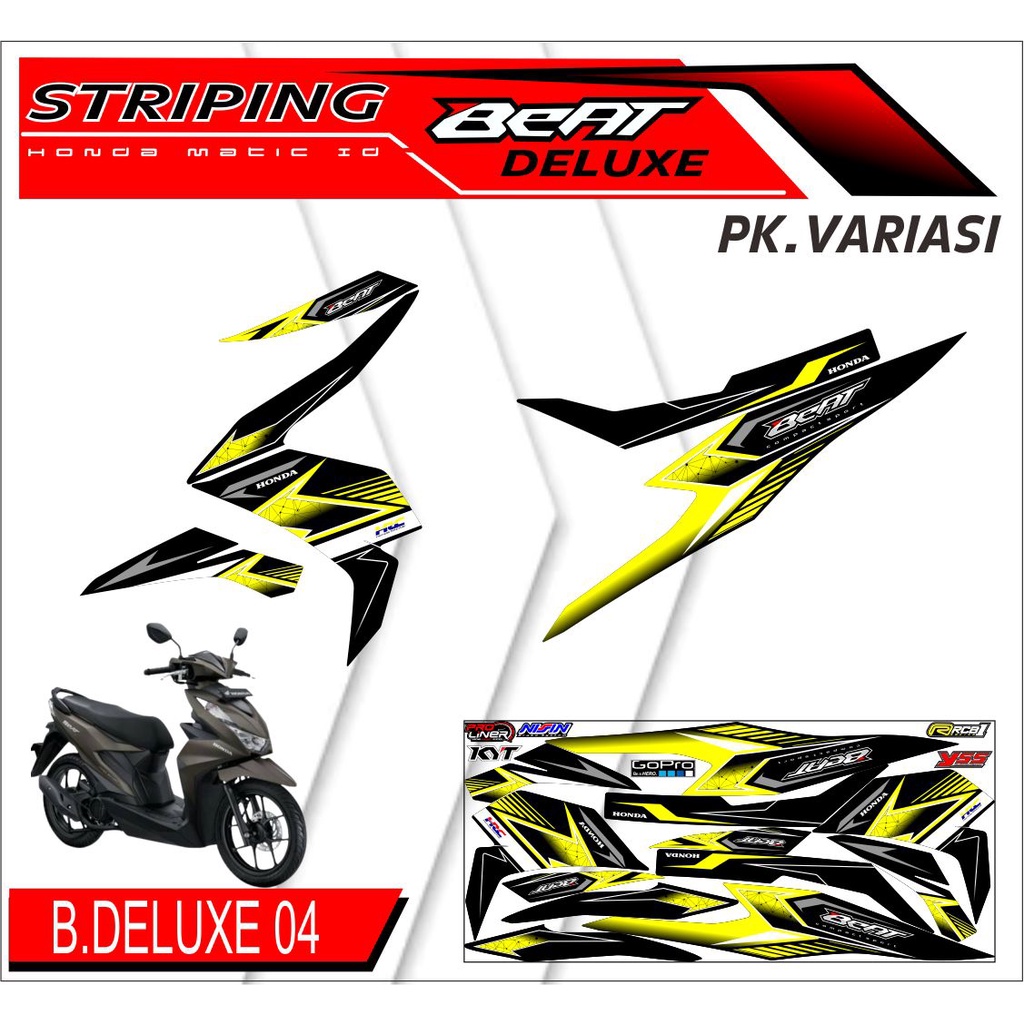 Striping Beat Deluxe - Sticker Striping List Variasi Motor Beat Deluxe Motif Racing #honda beat delu