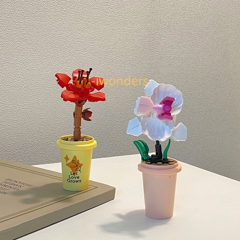 Nano Block Pot Sukulen Bunga DIY Mini Flower Block Mainan Kreatif Ruang Dekorasi Buket