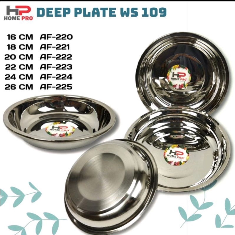 deep plate piring dalam stainless TEBAL 26cm / piring korea tebal high quality / piring mewah / piring nampan bulat stainless / piring stainless tebal / piring kukus ikan tim / baskom ceper tebal stainless stell 16cm 18cm 20cm 22cm 24cm 26cm