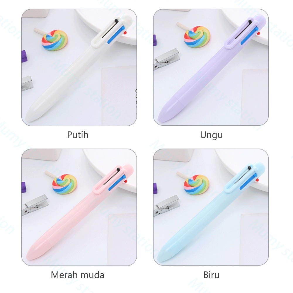 Mumystation pulpen 6 in 1 Pulpen Mekanik 6 warna Pulpen Ballpoint