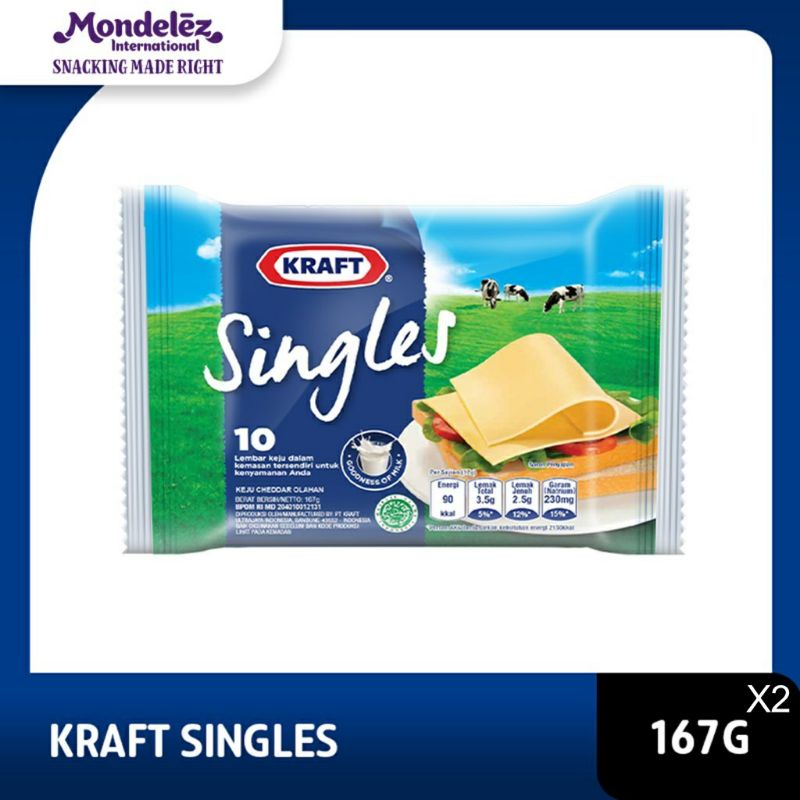 

Kraft Keju Hight Calcium Singles 10 Slice 167 Gram untuk burger dan Cemilan - Twinpack (2pcs)