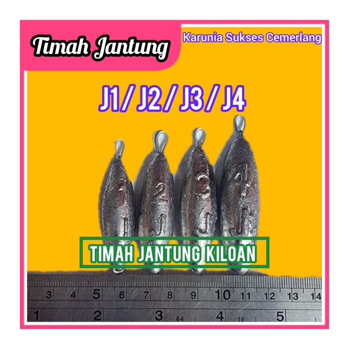 Pancing Timah Jantung J1 / J2 / J3 / J4 - Timah Pemberat Jaring/ Timah Pancing