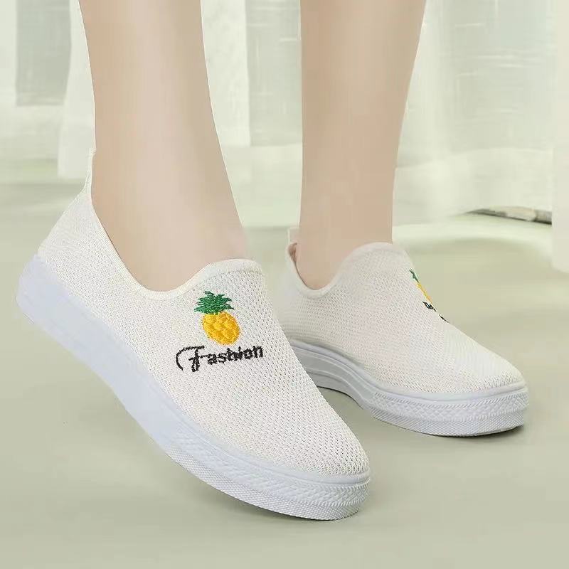 𝐄𝐁𝐒 ✅ SEP023 (Tanpa Kotak) Sepatu Sneakers Nenas Nanas Tanpa Tali Fashion Wanita Casual Sport Santai Olahraga Import