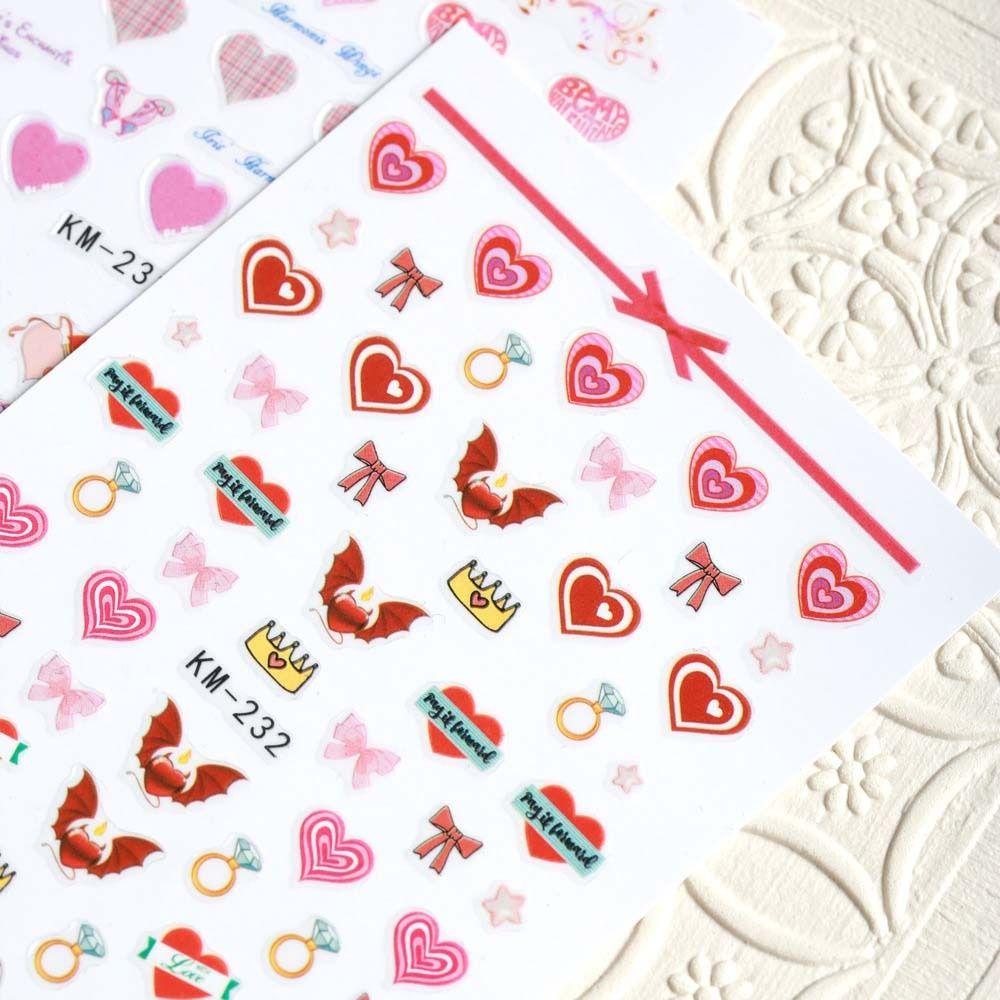 AUGUSTINA Agustina Stiker Kuku Hati Wanita Valentine Day Nail Art Love Heart Ikatan Simpul Nail Art Dekorasi