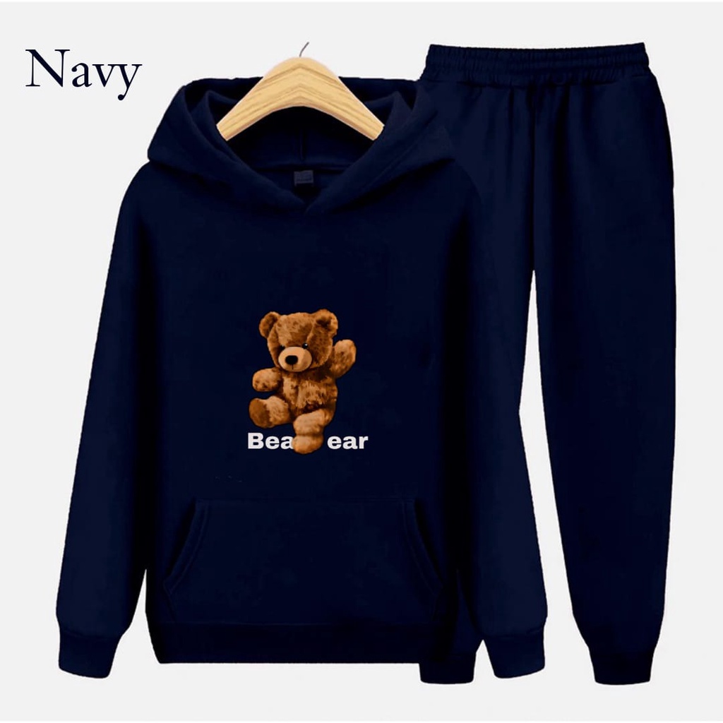 Hzl_outfit Setelan Sweater Hoodie Anak Bear/ Sweater Hoodie Setelan Anak Anak S.M.XL