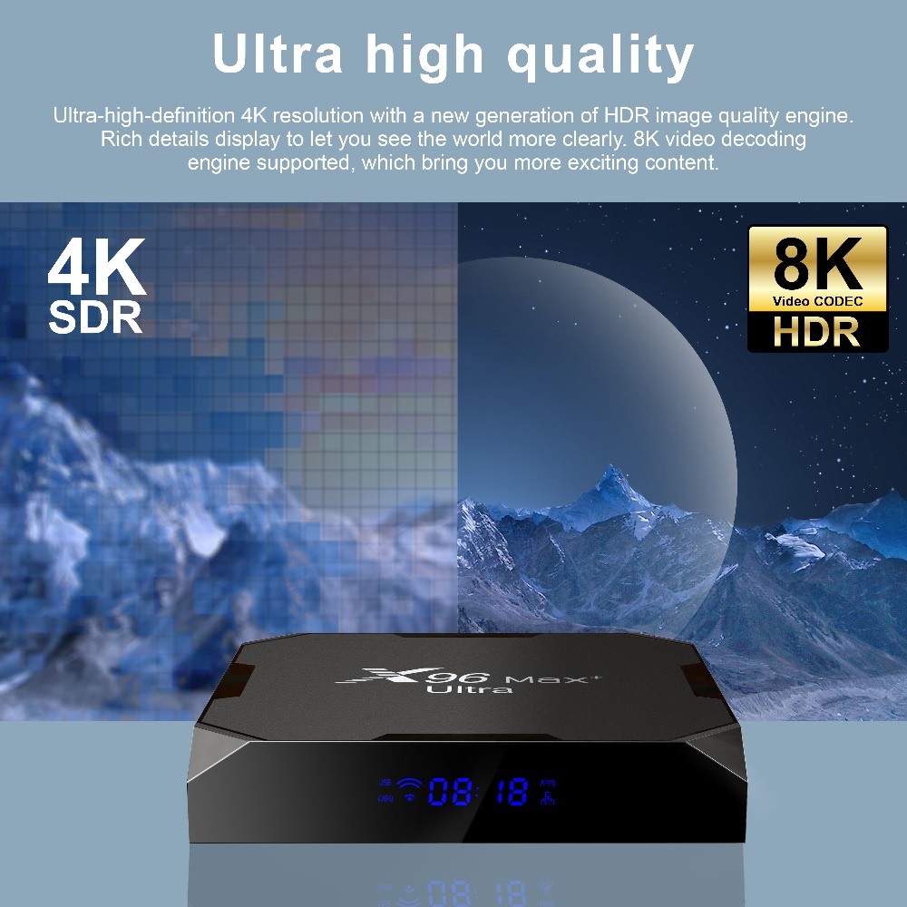 AKN88 - X96 MAX PLUS ULTRA - Android OS Smart TV Box 8K UHD - RAM 4GB ROM 32GB