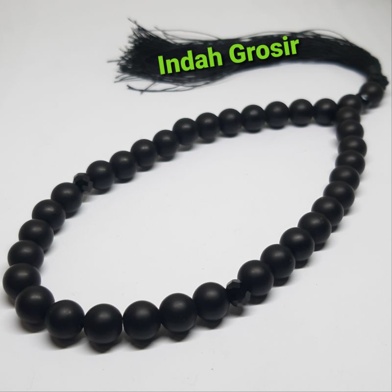 Tasbih Batu Black Onex Dop Warna Hajar Aswad 8mm 33butir Natural