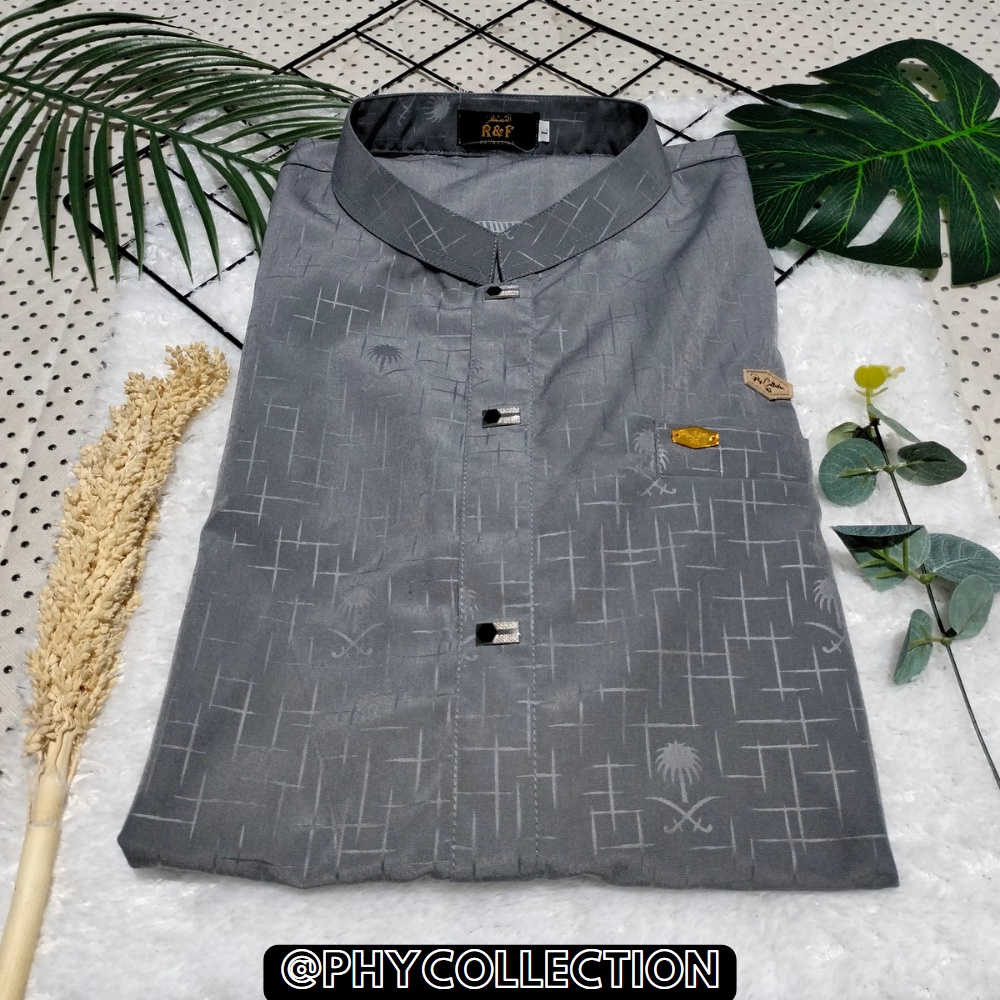 Baju Kemko Koko Ammu Laki Laki Motif Embos Kurma Atasan Kemeja Sultan Pria Dewasa Lengan Pendek Size S M L XL XXL [KEMKO AL-JABAR]