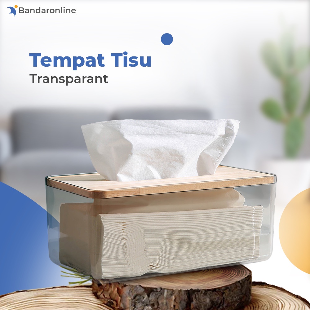 Tempat Tisu Transparan Kayu Akrilik BesarTissue Box Gray