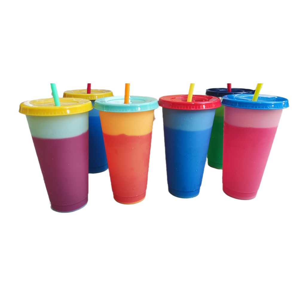 Gelas Tumbler Minum berubah warna BPA Free Tumbler Color Changing  Gelas Berubah Warna ukuran Besar 710 ml Gelas Unik gelas kado unik Star buck Assorted color