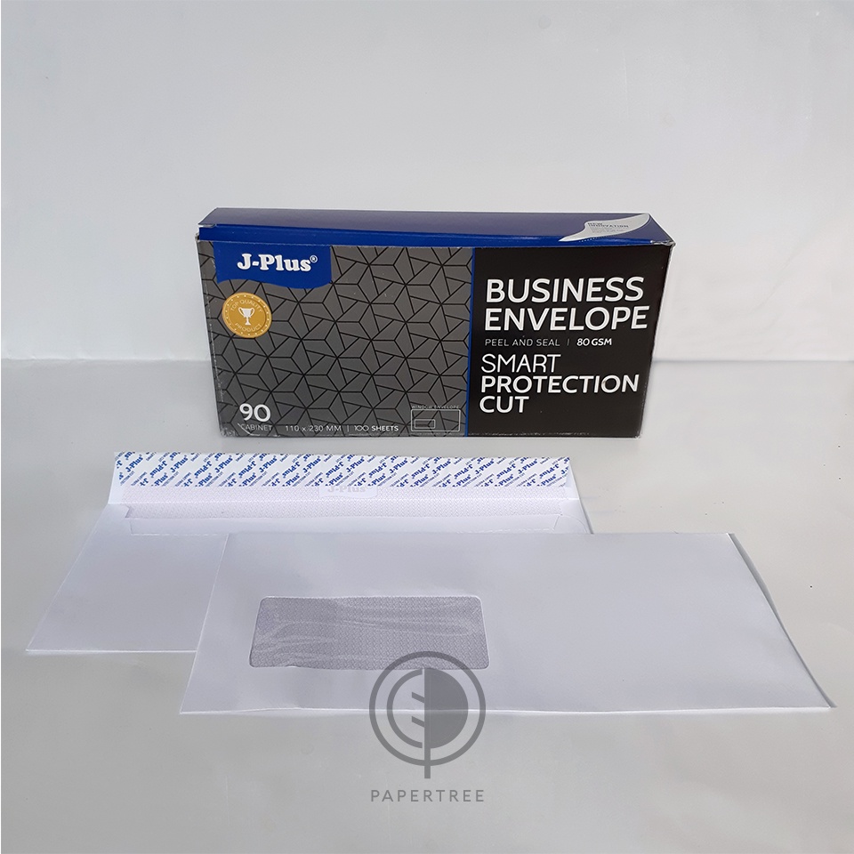 Amplop Putih Jendela J-PLUS Biru Tipe 90 [KABINET] 80 gsm