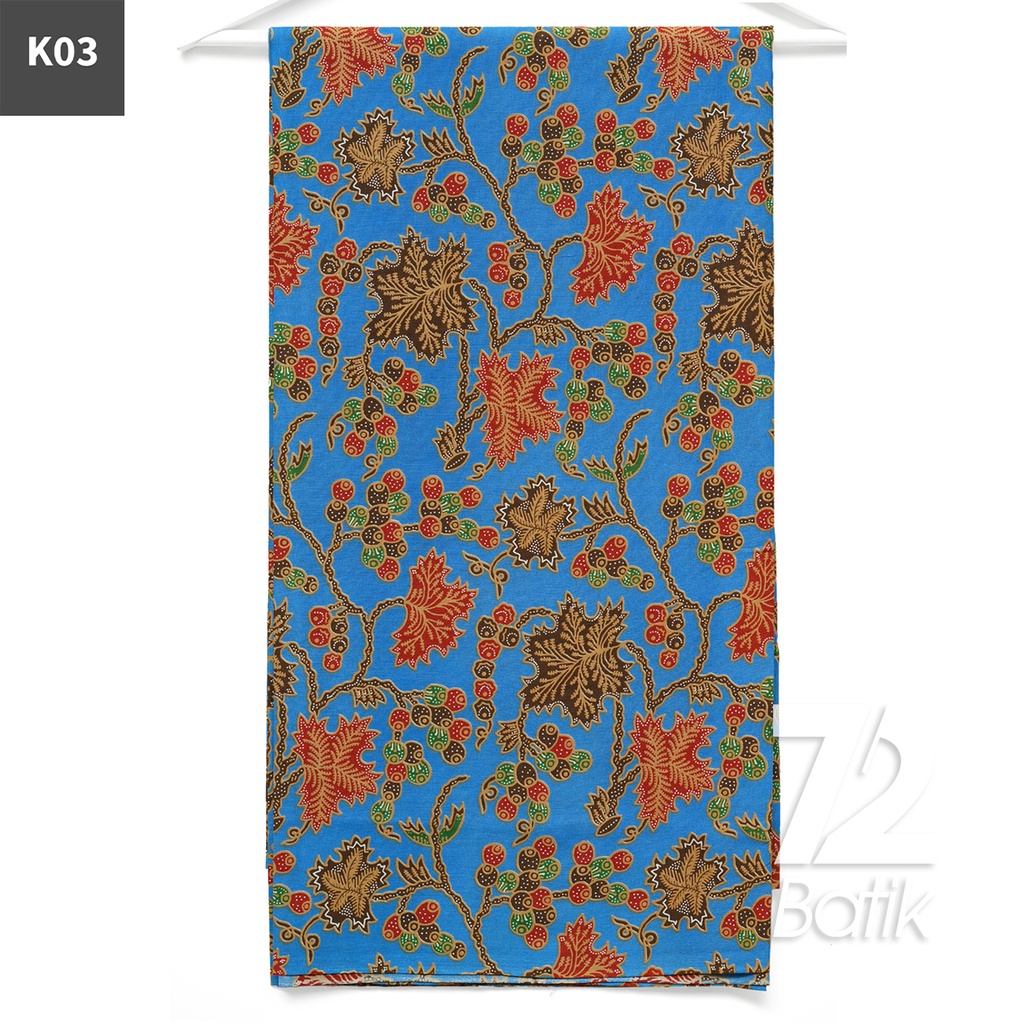 KAIN BATIK PREMIUM Bahan Katun Motif Buah Berry Biru 722705 Cap 72 Jarik Jarit Samping Kebat Panjang Batik Katun Modern Premium Bahan Seragam Batik Pernikahan Kantor Keluarga Murah Kamen Jadi Batik Bali Lembaran